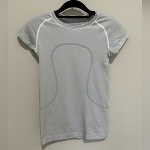 Lululemon swiftly tech short sleeve. White with black stripes. Size 6.